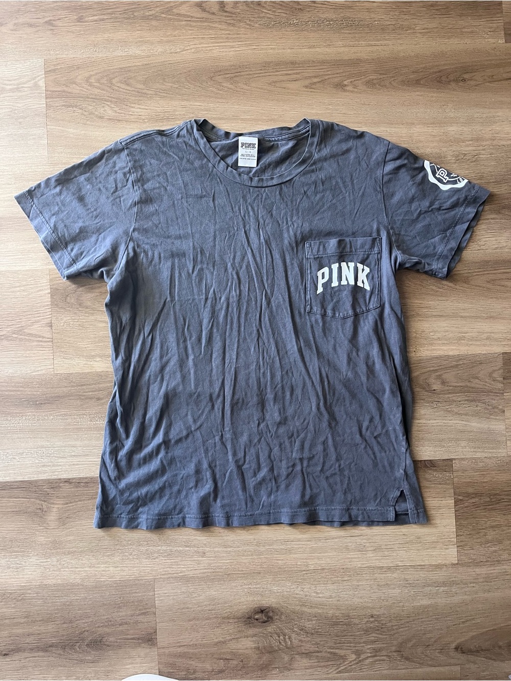 PINK Victoria's Secret Gray Short Sleeve Pocket Tee